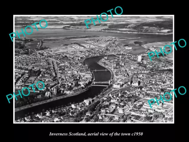 OLD 8x6 HISTORIC PHOTO OF INVERNESS SCOTLAND AERIAL VIEW OF THE TOWN c1950 2