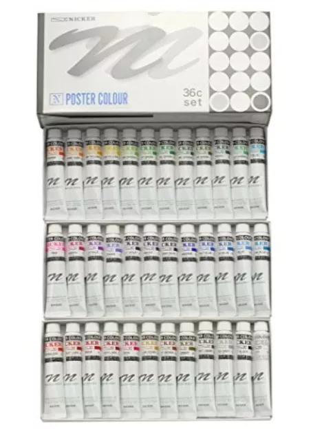 Nicker Paint Poster Colour 36 Colours Set 20ml Tube Made in Japan New Ghibli