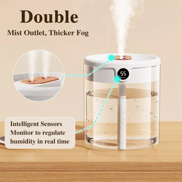 Humidificateur d'air innovant double pulvérisation avec réservoir de 2 L et mo