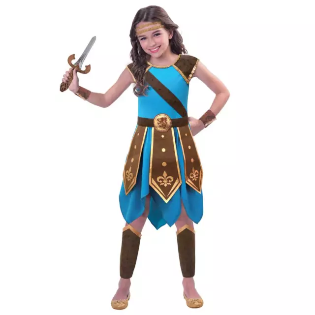 Wondrous Warrior Girls Fancy Dress Viking Greek Roman Book Day Child Costume