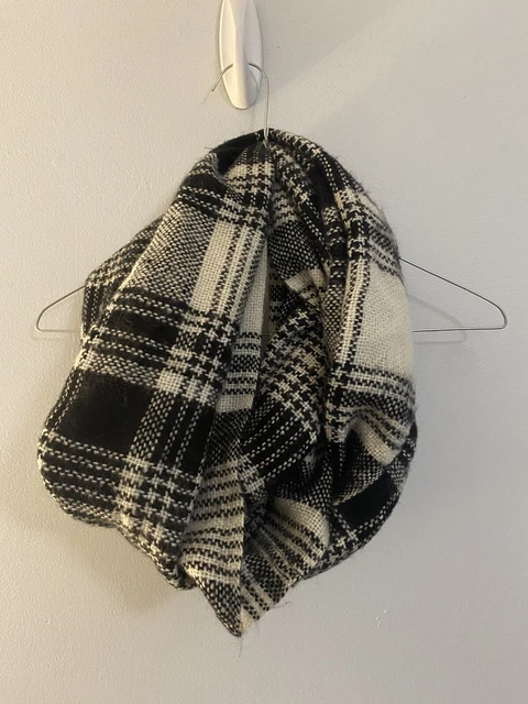 Loft Infinity Scarf Plaid Black And White
