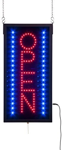 LED Open Sign for Windows, Hangs Vertically, Neon Business Sign with 3 Illumi...