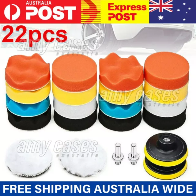 22pcs 3" Waxing Polishing Buffing Sponge Pads Kit Set For Car Polisher Drill