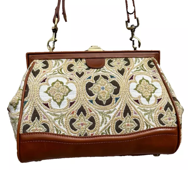 PATRICIA NASH CARPETBAG Purse Discovery BRIANZA Tan Tapestry