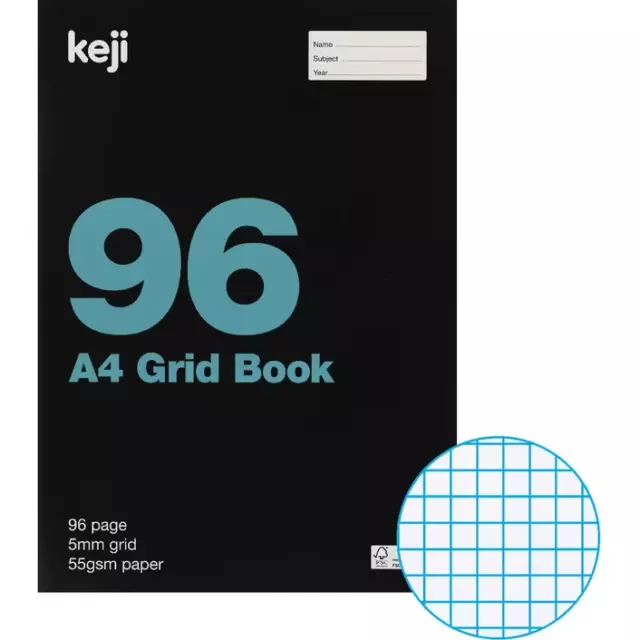 A4 Grid writing School Book  55gsm 5mm  96 Page- Same Day postage