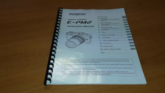 Olympus E-Pm2 Digital Camera Printed Instruction Manual User Guide 133 Pages A5