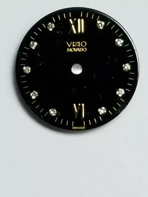 Genuine Movado Vizio Ladies Diamond Dial Black Fuul Ladies Size For Gold And 2To