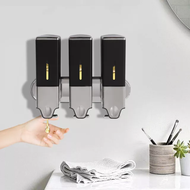 Paquete minimalista de 3 dispensadores de jabón líquido plateado negro