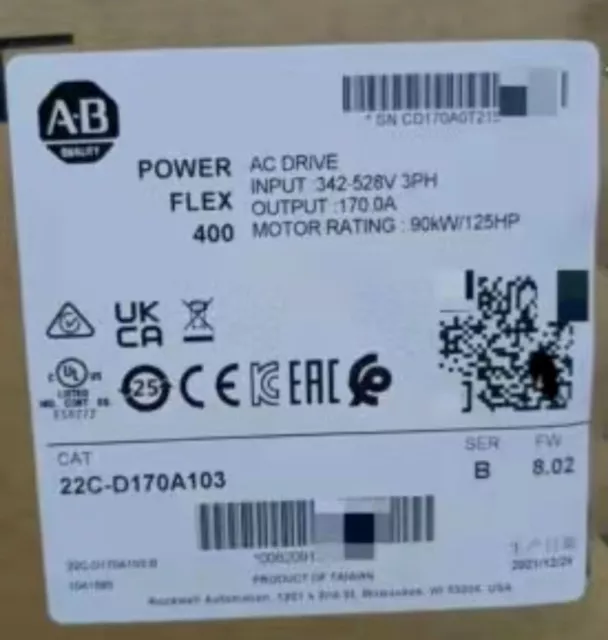 NEW IN BOX 22C-D170A103 Allen-Bradley PowerFlex 400 90 kW 125 HP AC Drive US