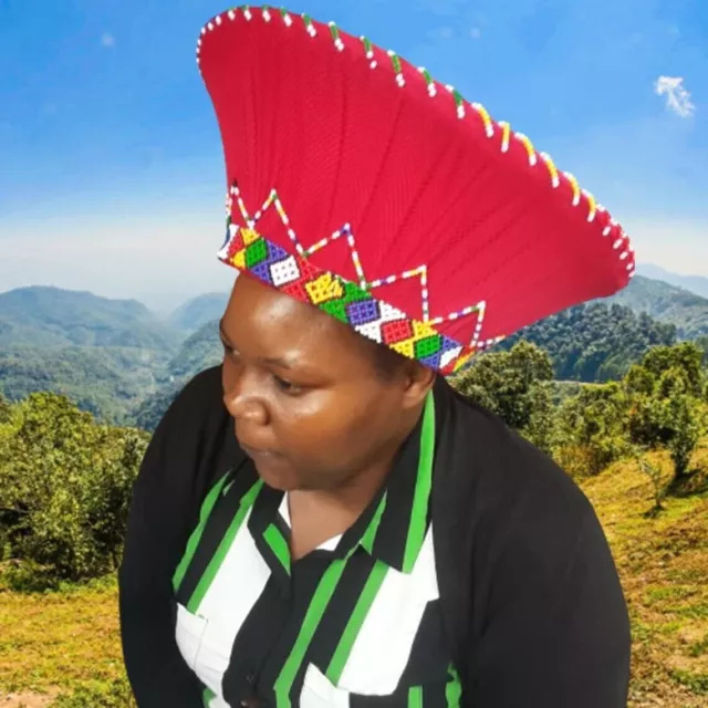 Large Zulu Hat | African Hat | Isicholo | African Bucket Hat | Red Zulu Hat