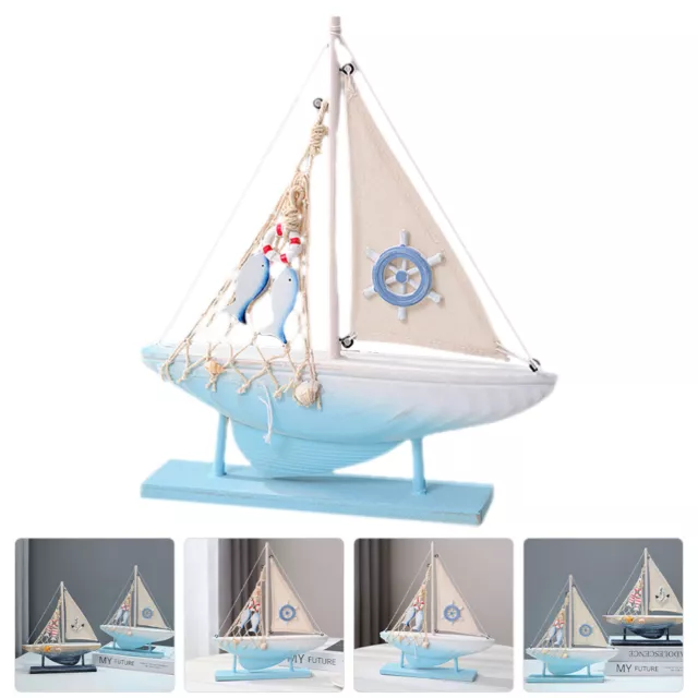 Modelo de velero madera oficina velero decoración adornos náuticos