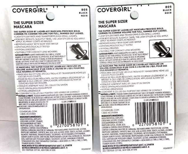 2 PACK - COVERGIRL Super Sizer by LashBlast Mascara Black 805, .4 oz each 2