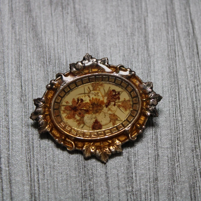Broche ancienne Art nouveau en or plaqué feuille, France vers 1900 - France