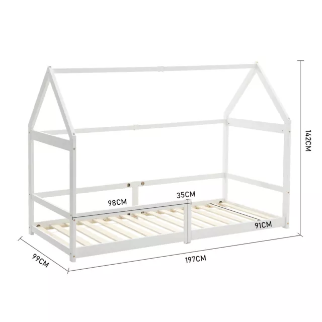 3ft Kids Bedroom Bedstead Pine Wood House Frame Kids Toddler Bed Boys Girls Bed