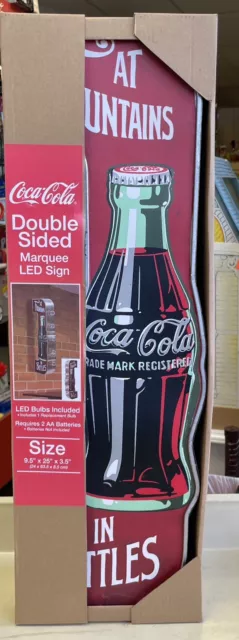 Coca Cola LED Marquee Sign Coke Double Sided NEW 9.5” x 3.5” x 25”