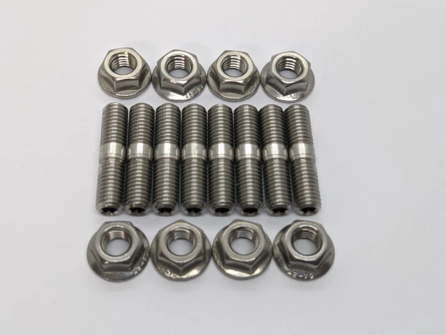 8x Stainless Steel Exhaust Studs & Flange Nuts – M8x30mm For