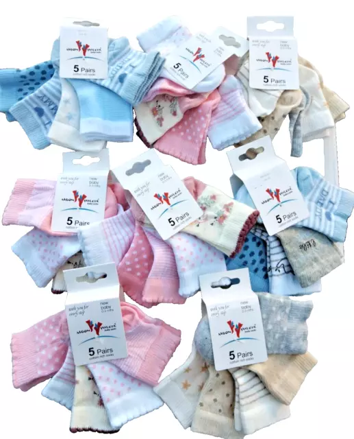 Girls Boys Ankle Socks 5 Pairs Children's Kids Mixed Novelty Newborn N-B 0-3 Mth