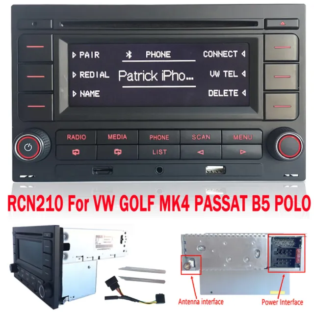 Autoradio RCN210 Pour Golf MK4 Passat B5 Polo Bluetooth lecteur CD SD USB AUX