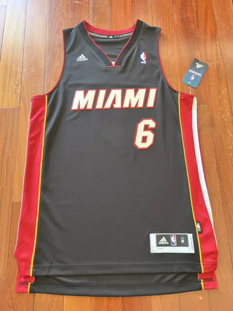 LeBron James Miami Heat Adidas Swingman Jersey Black NBA Sewn Men Medium