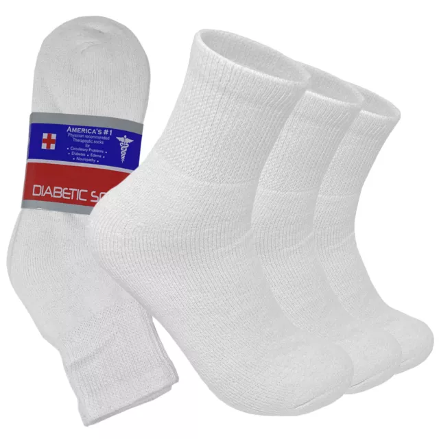 Ankle Low Cut Diabetic Quarter Crew Circulatory Socks Health Women Cotton White