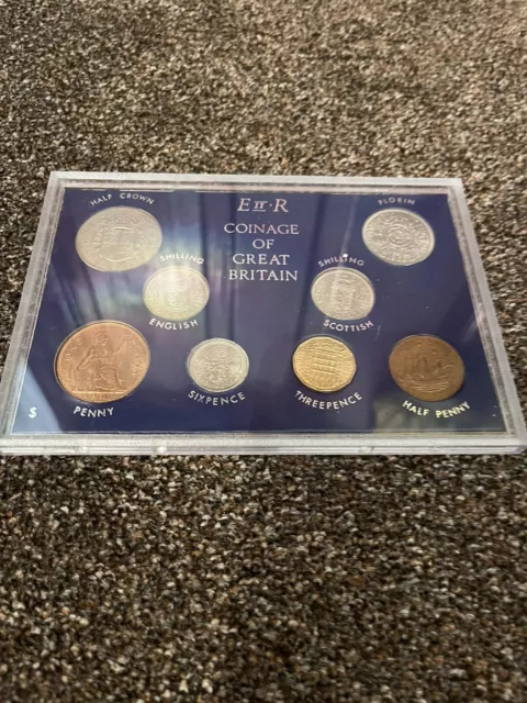 1966 Uk Qeii Coinage Of Great Britain Uncirculated 8 Coin Pre-Decimal Set