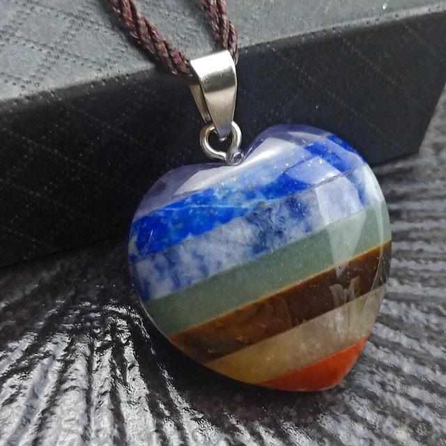 7 Chakra Natural Stone Pendant Necklace Healing Gemstone Crystal Energy Necklace