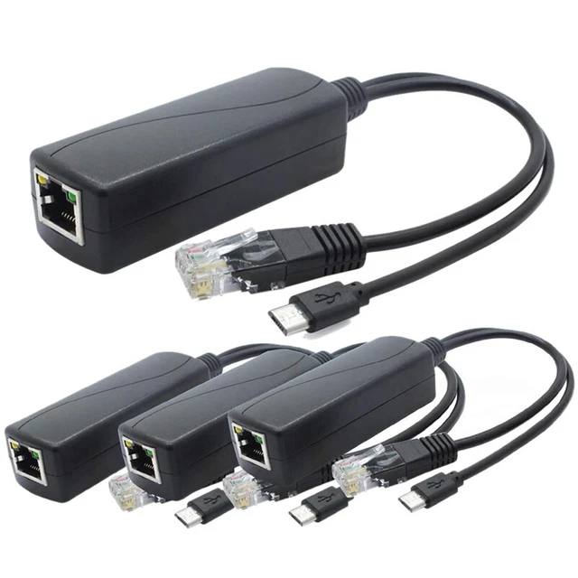 3X(Paquet de 4 RéPartiteurs PoE 5V, Adaptateur 48V à 5V 2.4A avec Prise Mic5382