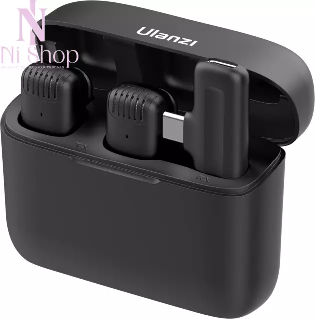 ULANZI J12 Wireless Lavalier Microphone Case Plug-Play 20M Range iPhone Android