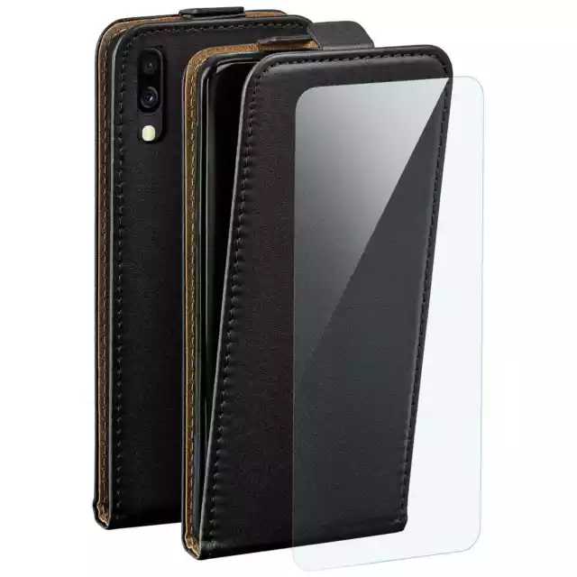 Handy Tasche für Samsung Galaxy A40 Handyhülle Flip Case Schutz Hülle mit Folie