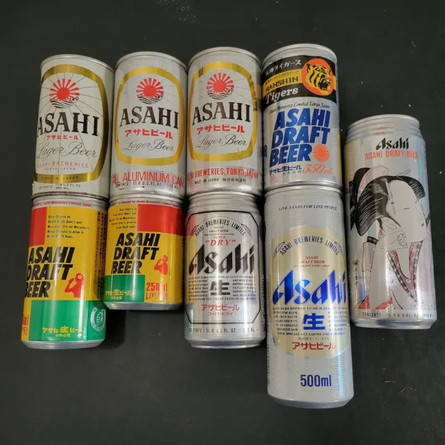 Asahi Beer Can Lot of 9