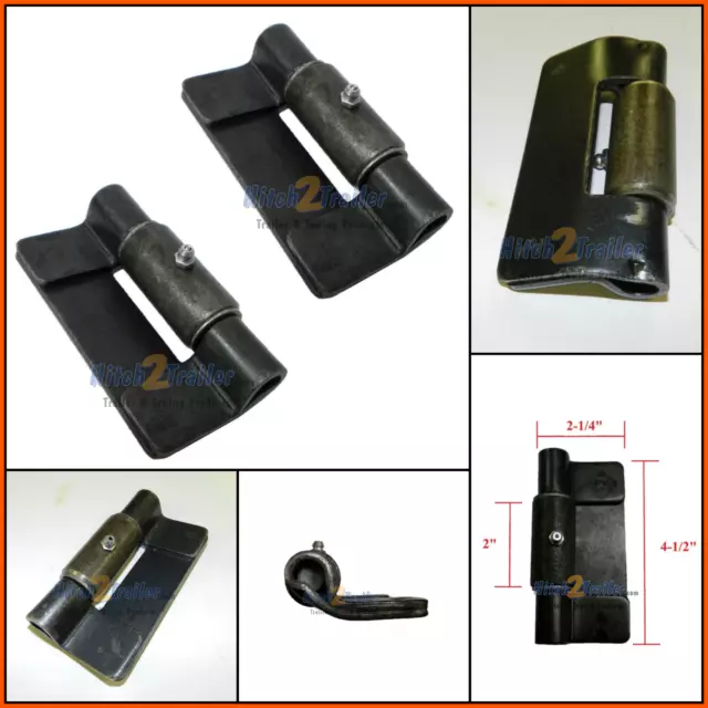 (2) Weld on Butterfly Greaseable Ramp Hinge Cargo Utility Trailer Raw Steel