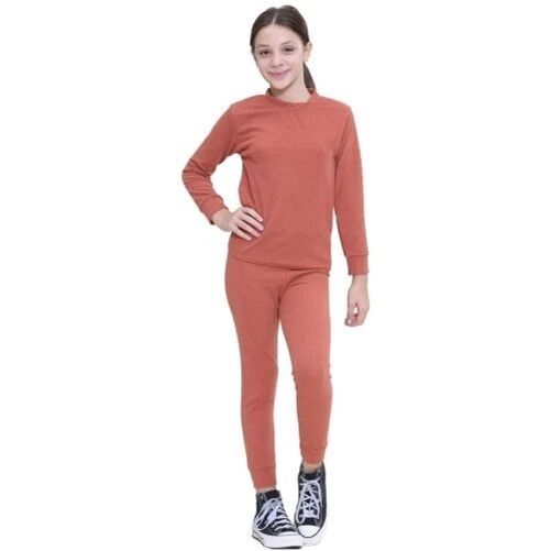 Bambine Top a Costine E Fondo Tuta Ruggine Riposo Maniche Lunghe Vestito Set