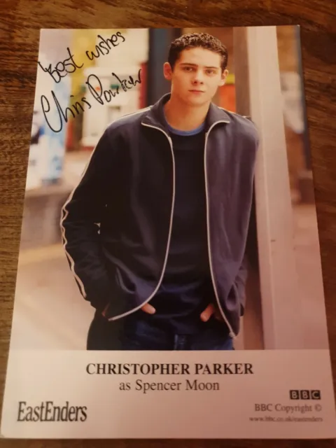 BBC EastEnders Spencer Moon Christopher Parker Hand Signed Cast Card Autograph
