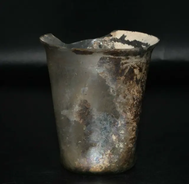 Old Ancient Roman Glass Cup with Iridescent Rainbow Patina Circa 1st Century AD
