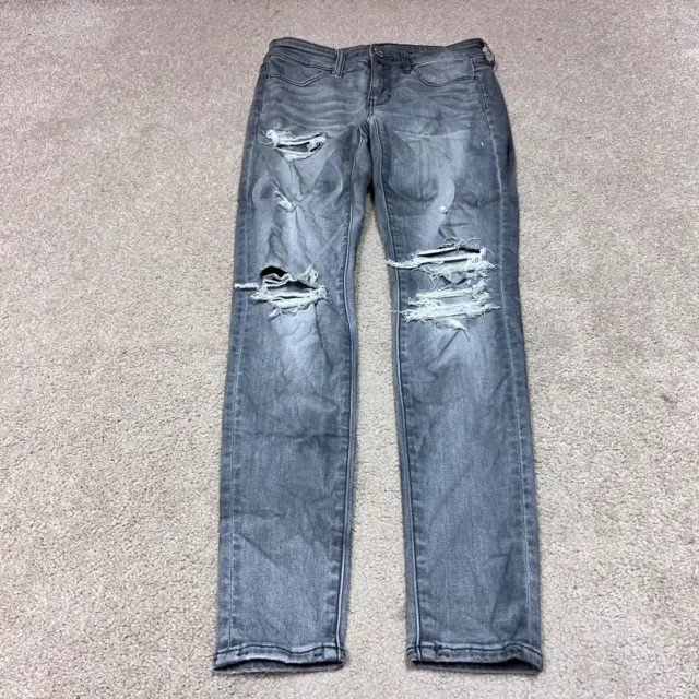 American Eagle Outfitters Jegging Jeans Women’s Gray Distressed Pockets Size 2
