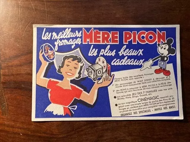 Buvard Fromage Mere Picon Mickey Cinemagic Annees 1950 Eo