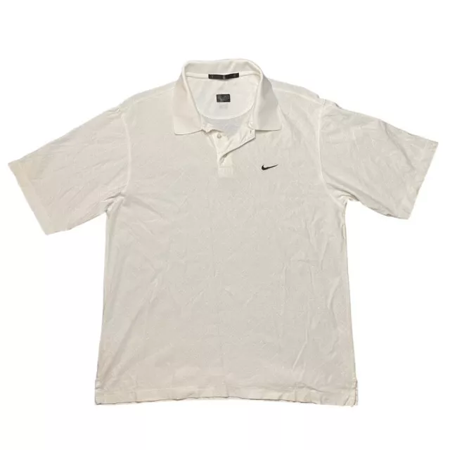 Herren Nike Tiger Woods Diamantmuster weiß Golf Poloshirt UK klein