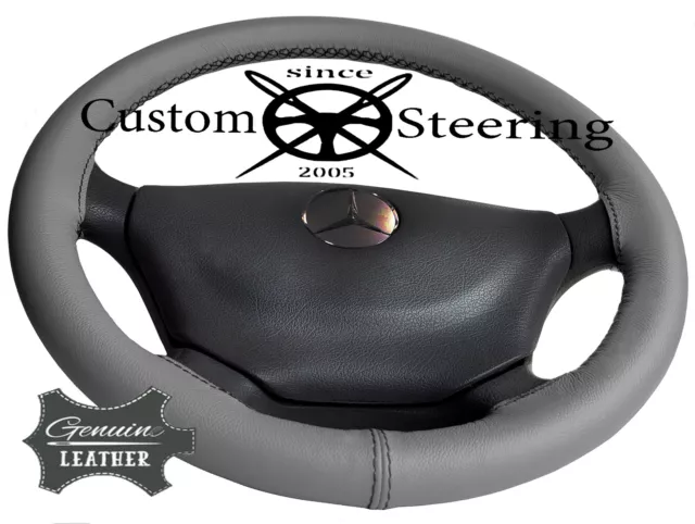 MEDIUM GREY REAL LEATHER STEERING WHEEL COVER FOR MERCEDES R170 SLK-class 96-03
