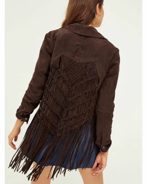 New Free People This Way Suede Fringe Jacket Size S MSRP: $398