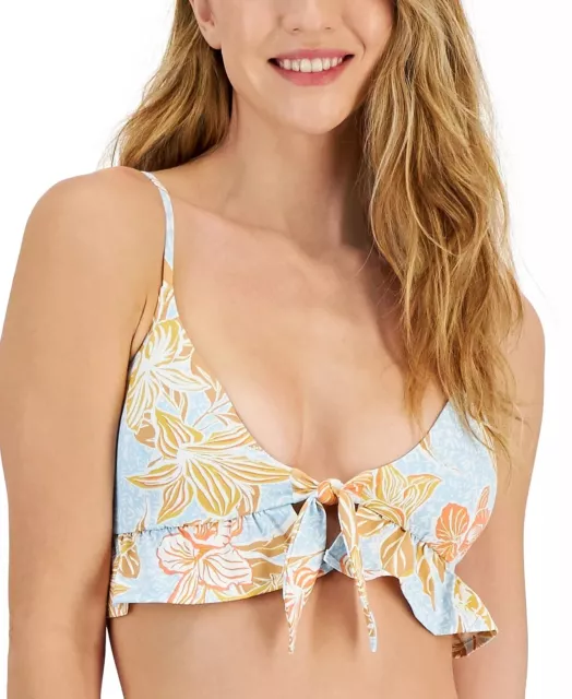 Roxy COOL BLUE ISLAND TIME Island in the Sun Ruffled Bikini Swim Top, US Medium