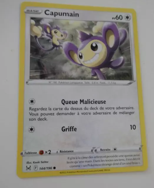 Pokemon Origine Perdue Francaise Card Carte Capumain 144/196 Vf Fr Jcc Neuf