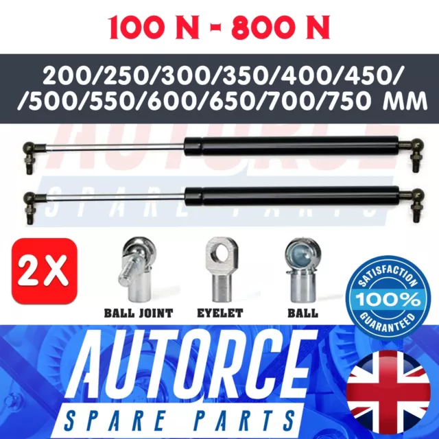 2X Universal Gas Struts Springs 200Mm - 750Mm Multi Purpose 100(N) - 800(N)