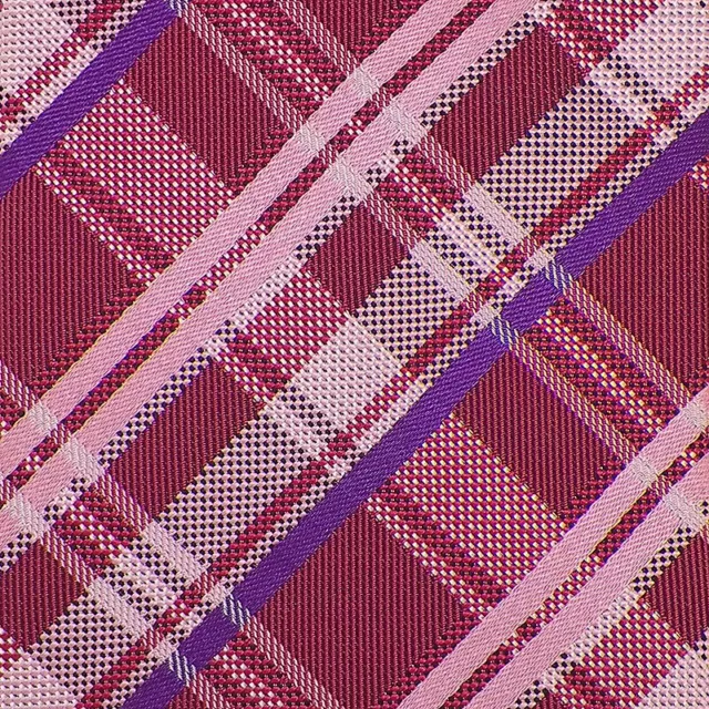DAVID DONAHUE Mens Berry Pink PLAID Handmade Self-tipped Woven Silk Tie NWT
