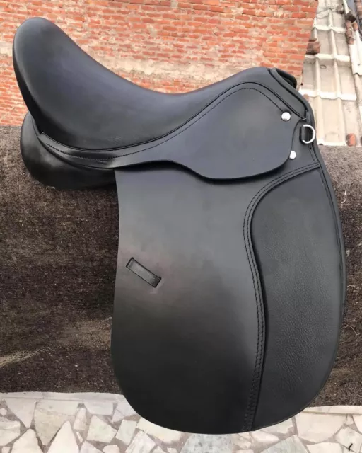 English Dressage Saddle black color Genius Leather DD Size 10"- to - 20" inch 2