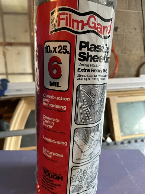 Film-Gard 10’x25’ 6 mil heavy duty black plastic sheeting