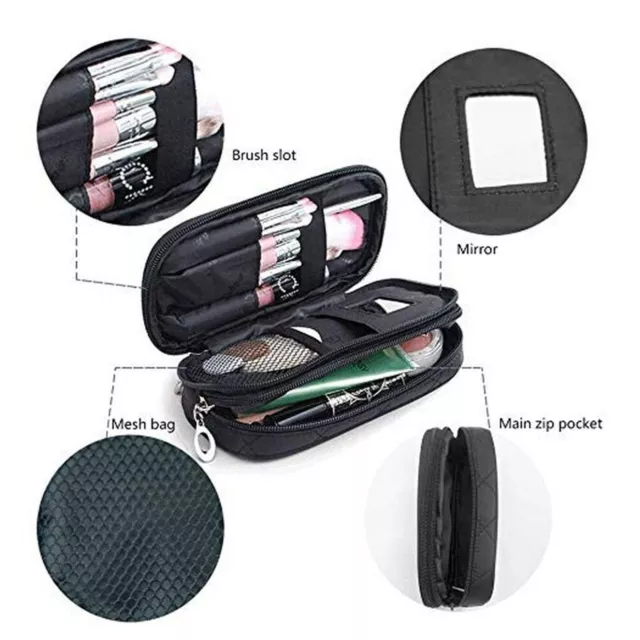 Waterproof Makeup Bag Purse Mirror Pouch Small Cosmetic Case Travel Organizer