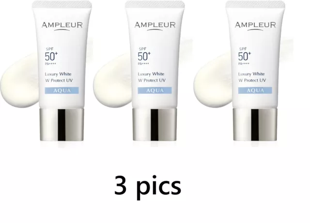 3Pics AMPLEUR Luxury White W Protect UV Aqua 30g SPF50+ PA++++ Sunscreen Cream