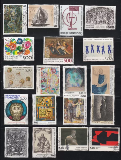 France 1 lot de 19 timbres oblitérés, Série artistique 1987 à 1992 (N76)