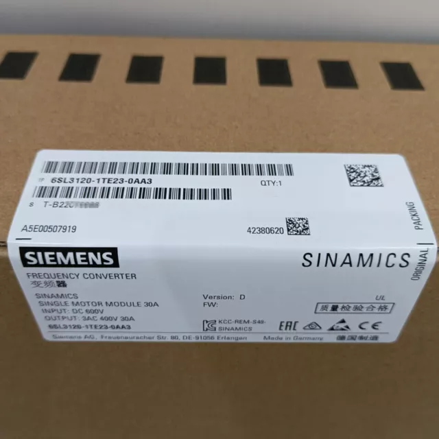 New Siemens SINAMICS S120 Double Motor  6SL3120-1TE23-0AA3 6SL3 120-1TE23-0AA3