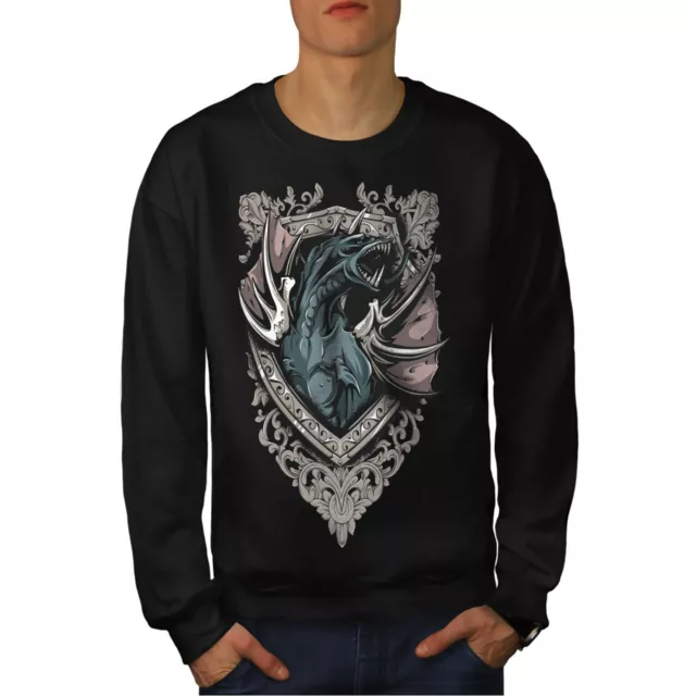 Wellcoda Death Dragon Beast Mens Sweatshirt, Creature Casual Pullover Jumper